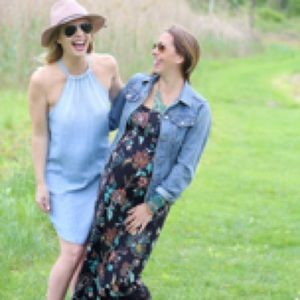 Anthropologie chambray halter dress